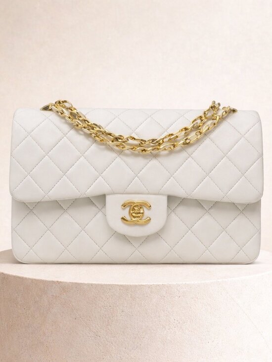CHANEL Handbags - White Chanel Flap Bag Small Classic Flap White Lambskin Gold Hardware Vintage